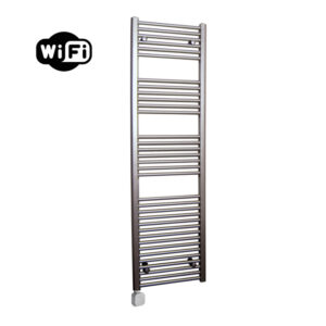 Sanicare Carini elektrische Wifi radiator 172x60cm inox-look met thermostaat zilver linksonder