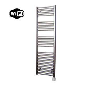 Sanicare Carini elektrische Wifi radiator 172x45cm inox-look met thermostaat zilver rechtsonder