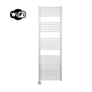 Sanicare Carini elektrische Wifi radiator 172x45cm wit met thermostaat zilver linksonder