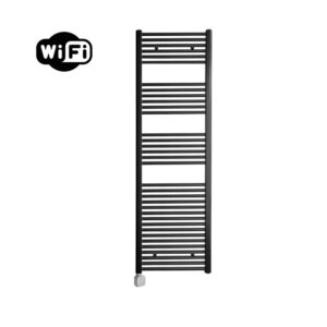 Sanicare Carini elektrische Wifi radiator 172x60cm zwart met thermostaat zilver linksonder