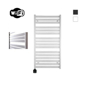 Sanicare Carini Moda elektrische Wifi radiator 120x60cm mat wit met thermostaat zwart linksonder