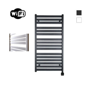 Sanicare Carini Moda elektrische Wifi radiator 120x60cm mat zwart met thermostaat zwart rechtsonder