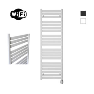 Sanicare Carini Moda elektrische Wifi radiator 160x60cm mat wit met thermostaat zilver rechtsonder