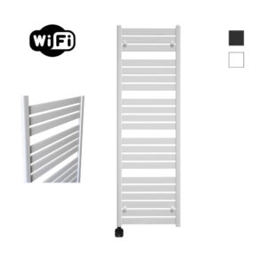 Sanicare Carini Moda elektrische Wifi radiator 160x60cm mat wit met thermostaat zwart linksonder