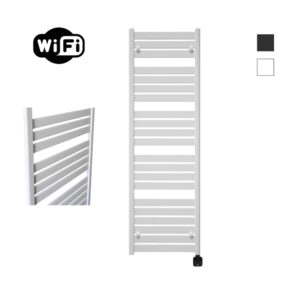 Sanicare Carini Moda elektrische Wifi radiator 160x60cm mat wit met thermostaat zwart rechtsonder
