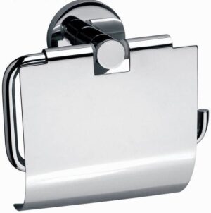 Toiletrolhouder met klep Chroom – 14,2x14,8x5,3 cm