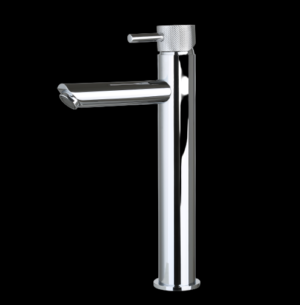 Wastafelmengkraan hoog Chroom met geribbelde knop