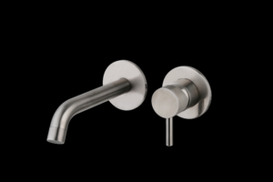 Wastafelmengkraan inbouw met box Gun Metal met geribbelde knop