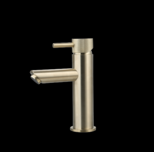Wastafelmengkraan Mia Goud Geborsteld met geribbelde knop