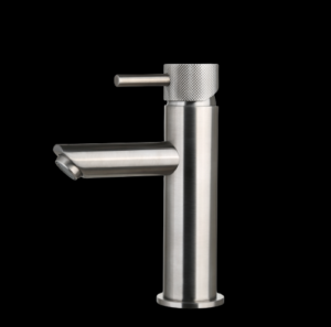 Wastafelmengkraan Mia Gun Metal met geribbelde knop