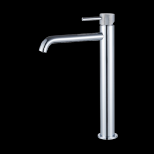 Wastafelmengkraan Slimline hoog Chroom met geribbelde knop