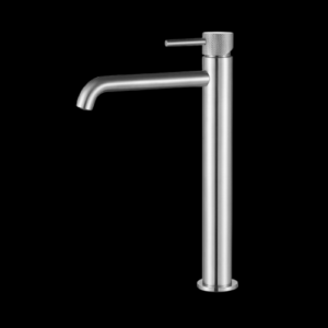 Wastafelmengkraan Slimline hoog RVS met geribbelde knop