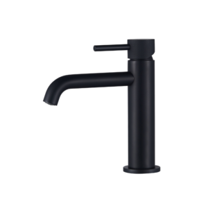 Wastafelmengkraan Slimline Mat Zwart met geribbelde knop